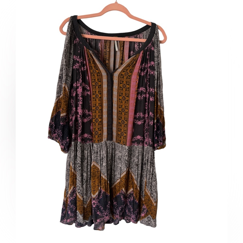 Free People boho long 3/4 sleeve dress size large